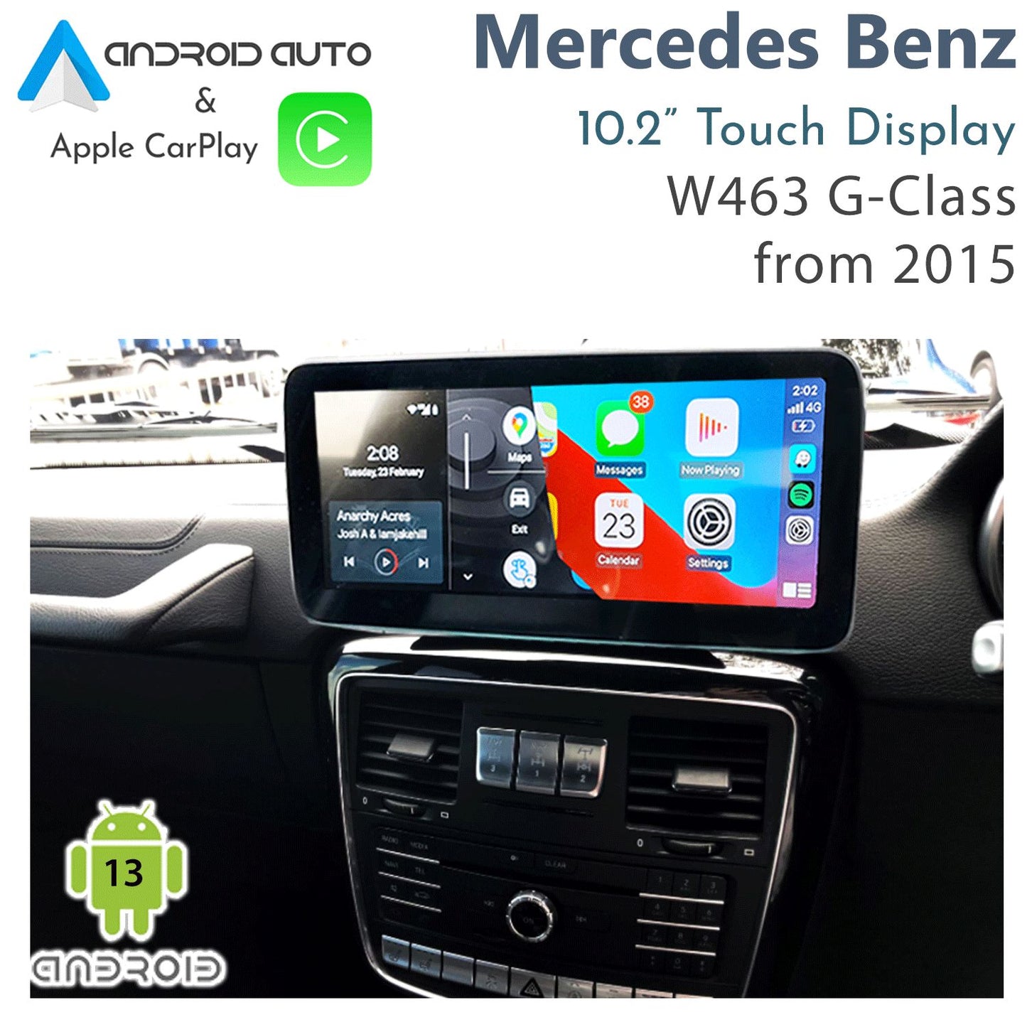 Naviplus - Mercedes-Benz W463 G-Class (2015 Onwards) – 10.2" Touch Display with Apple CarPlay & Android Auto Integration Android 14