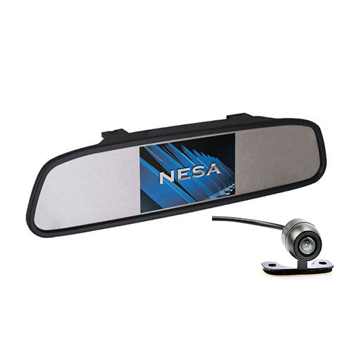 NESA - CK-CCD-4CLIP Clip-on Rear View Mirror with Integrated 4.3” Monitor + CCD Camera