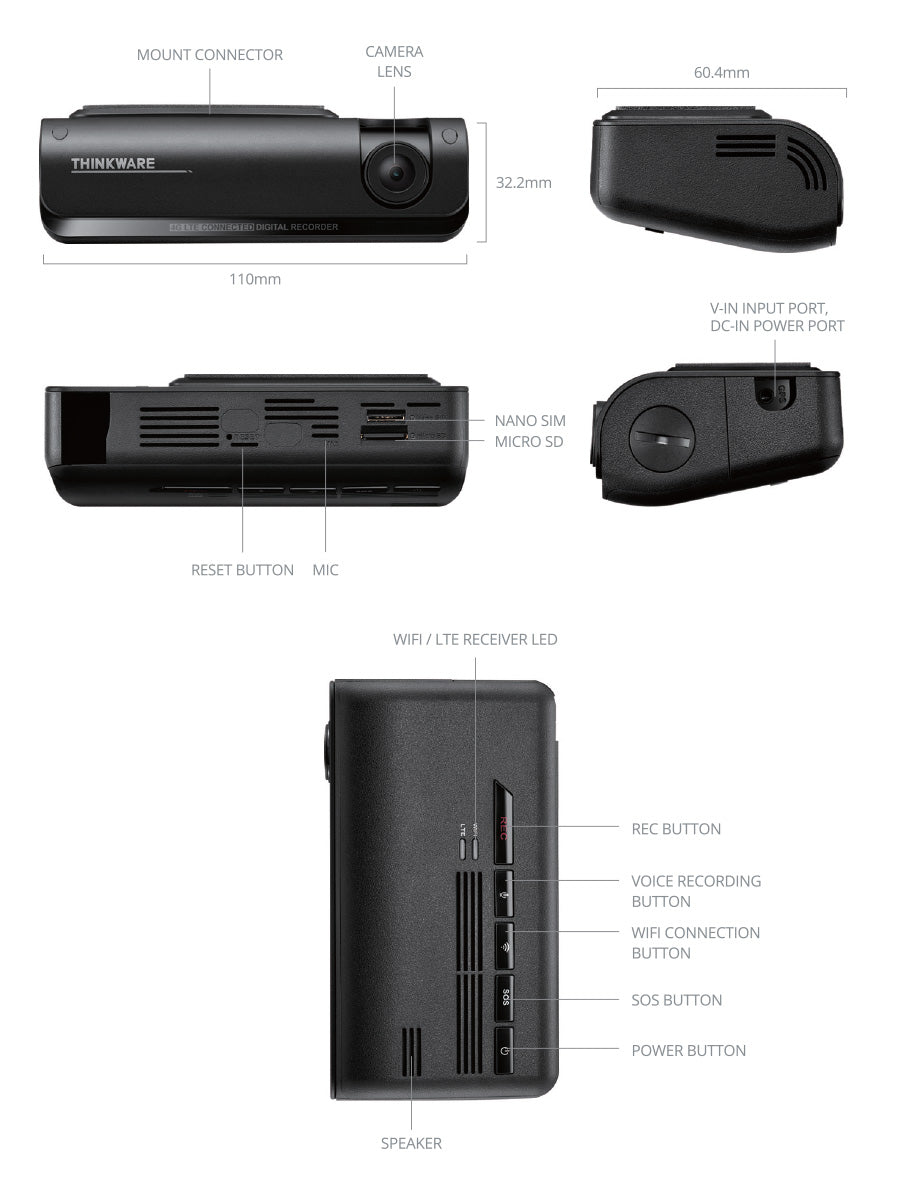Thinkware - T700D64 - 4G LTE CONNECTED FULL HD DUAL DASH CAM KIT - 64GB