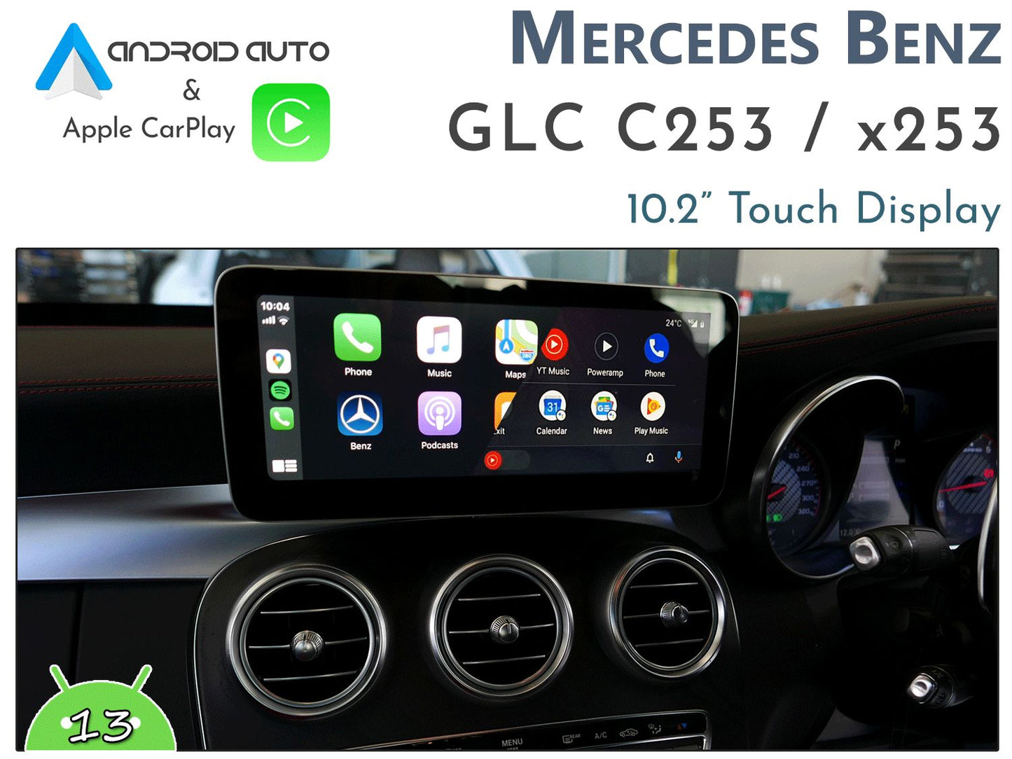 Naviplus - Mercedes-Benz GLC C253 / X253 - Apple CarPlay & Android Auto Integration with 10.2" Android 14Touchscreen