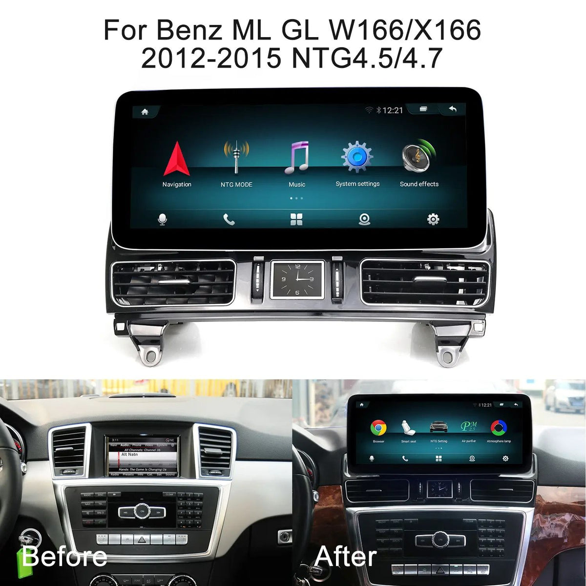 Naviplus - Mercedes-Benz GLE-Class (W166 / C292)[2011-2015] – 12.3" Touch Replacement Screen with Android Auto & Apple CarPlay (Android 14)