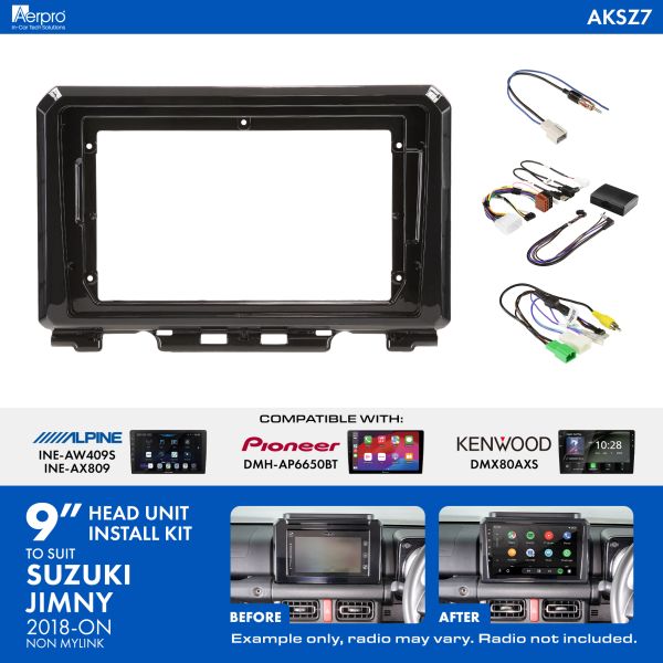 Aerpro - AKSZ7 - 9 INCH INSTALL KIT TO SUIT SUZUKI JIMNY 2018- [COMPATIBLE WITH PIONEER, KENWOOD & ALPINE 9 INCH HEAD UNITS]