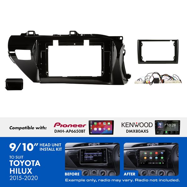 Aerpro - AKTO2 - 9 / 10 Inch install kit to suit Toyota hilux 2015-2020