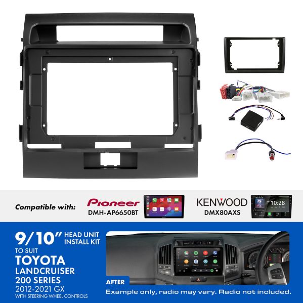 Aerpro - AKTO43 - 9 / 10 INCH INSTALL KIT TO SUIT MODEL TOYOTA LANDCRUISER 200 SERIES (2012-2021)