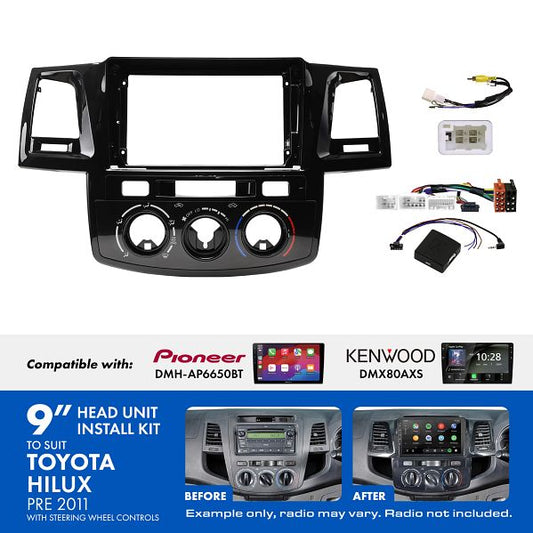 Aerpro - AKTO9 - 9 INCH INSTALL KIT TO SUIT TOYOTA HILUX PRE 2011