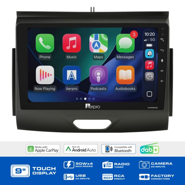 Aerpro - AMCF06 - 9" MULTIMEDIA RECEIVER TO SUIT FORD RANGER 2015-2021 & EVEREST 2015-2022 W/FACTORY 8" SCREEN