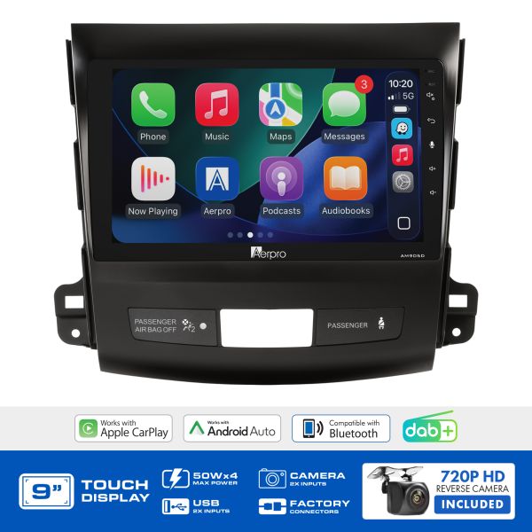 Aerpro - AMDMB10 - 9" Multimedia receiver to suit Mitsubishi outlander 2007-2010 & Peugeot 4007 2009-2010 - non amplified