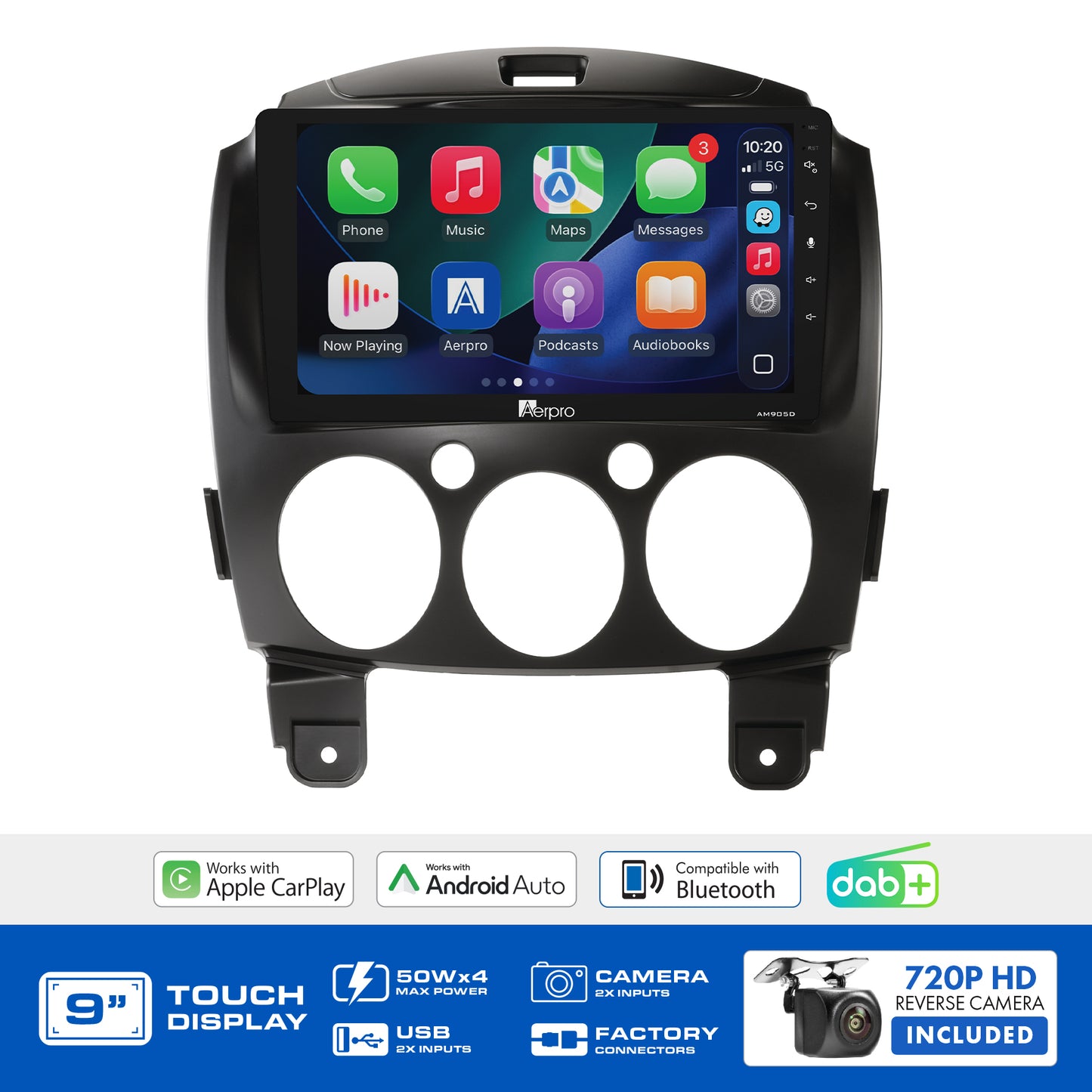 Aerpro - AMDMZ7 - 9" MULTIMEDIA RECEIVER TO SUIT MAZDA 2 2007-2014 - WITH SWC