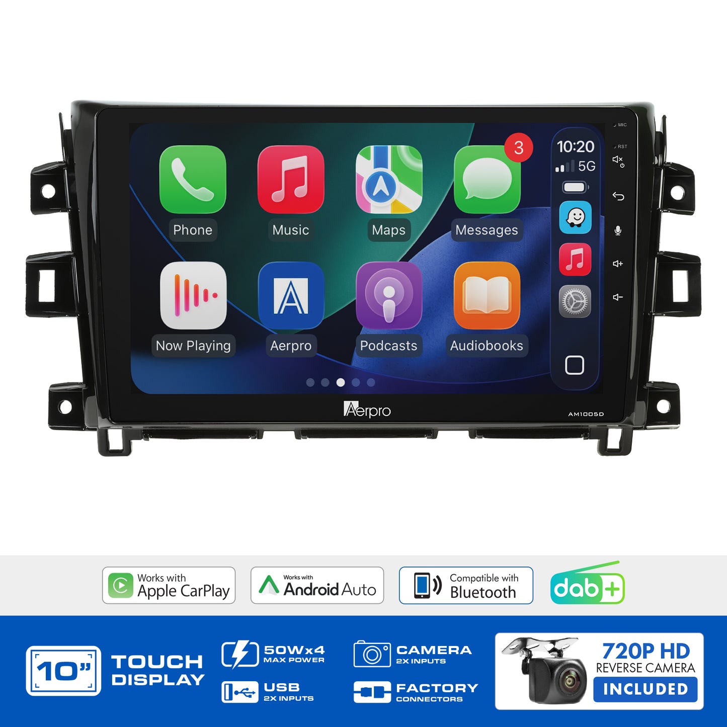 Aerpro - AMDNI14 - 10" MULTIMEDIA RECEIVER TO SUIT NISSAN NAVARA 2019-2023 - FACTORY NAVIGATION MODELS