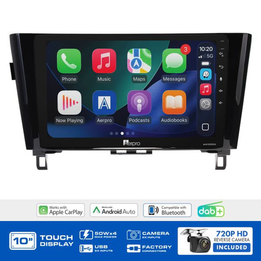 Aerpro - AMDNI5 - 10" Multimedia receiver to suit Nissan qashqai 2014-2019 & x-trail 2014-2020 - factory navigation & 360 camera models - non-amplified