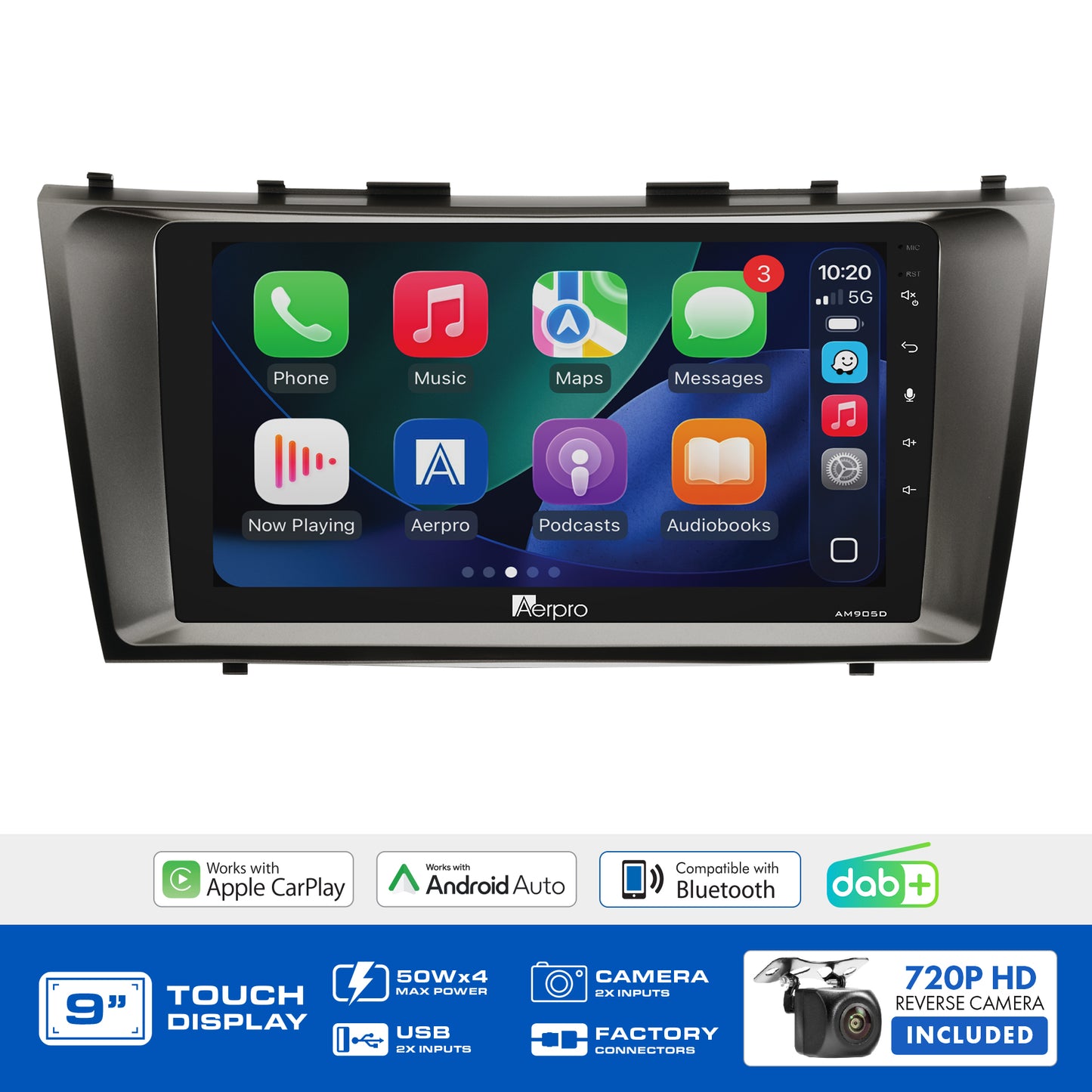 Aerpro - AMDTO1 - 9" MULTIMEDIA RECEIVER TO SUIT TOYOTA CAMRY/AURION 2006-2011 - NON-AMPLIFIED SILVER