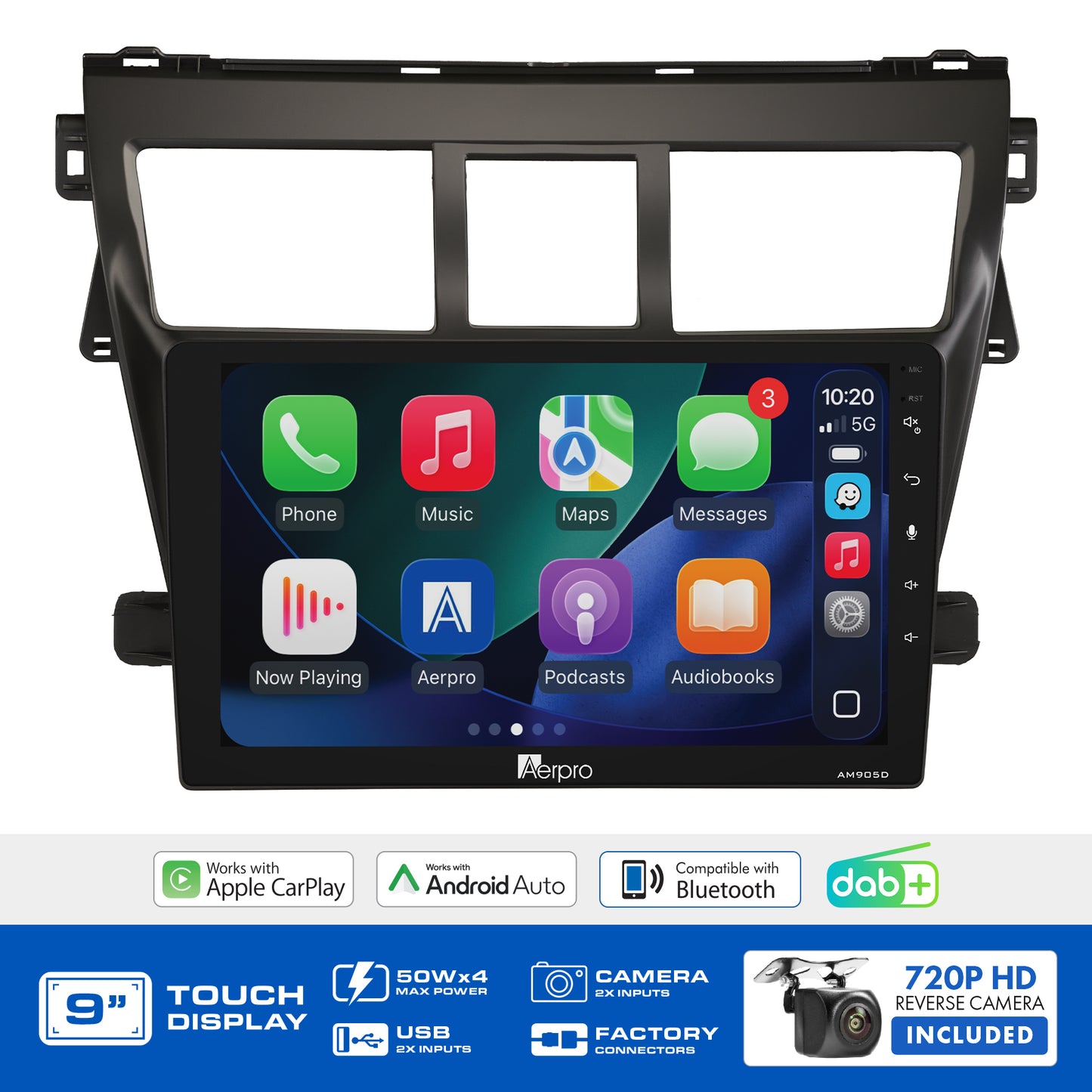 Aerpro - AMDTO15 - 9" MULTIMEDIA RECEIVER TO SUIT TOYOTA YARIS SEDAN 2005-2011 - NO SWC