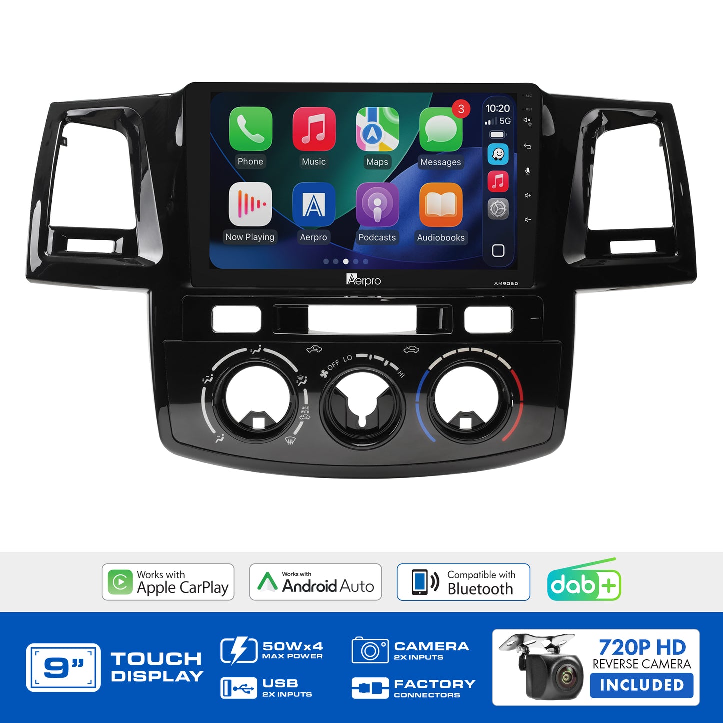Aerpro - AMDTO49 - 9" MULTIMEDIA RECEIVER TO SUIT TOYOTA HILUX 2005-2011 - NO SWC