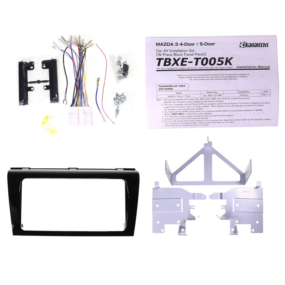 Aerpro - FP9805GB - FACIA TO SUIT Mazda 3 2005 - 2009 - Kanatechs professional install kit - Gloss Black