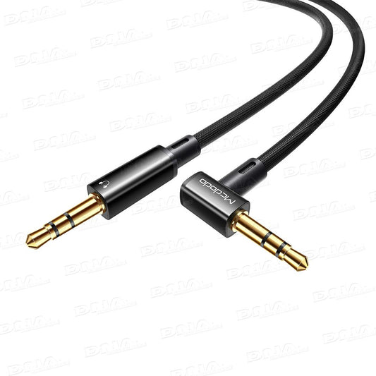 Mcdodo - MCA-7590 - Nylon Braided Heavy Duty Right Angle 3.5mm AUX lead - 1.2m