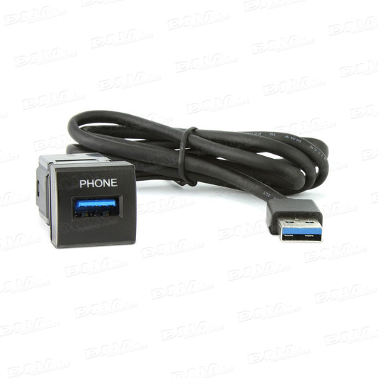 DNA - TOYUSB04-1M - Factory Fit USB3.0 Socket To USB Plug To Suit Small Square Switch Sockets In Toyota
