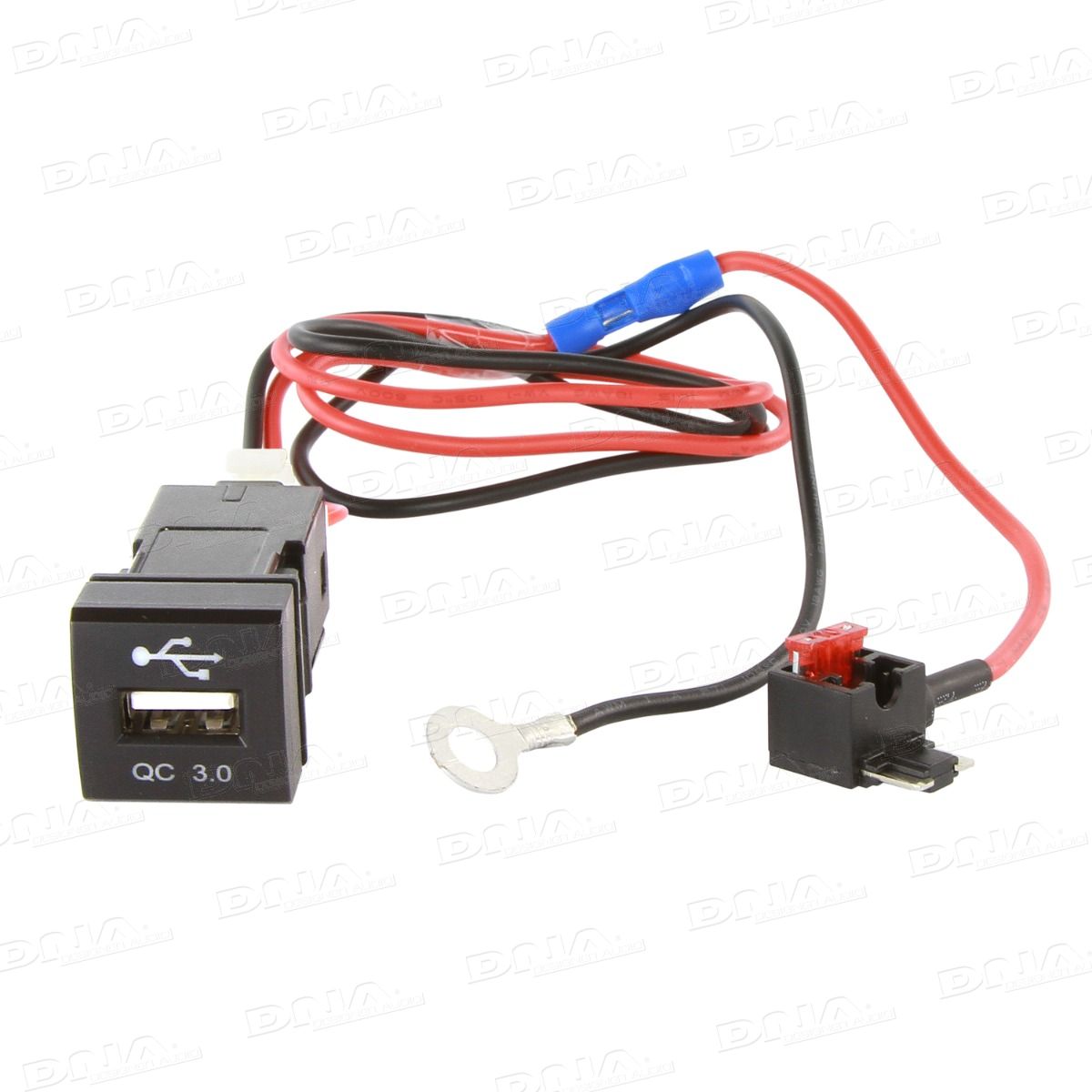 DNA - TOYUSB04 - Factory Fit Qualcomm USB 3.0 Fast Charging Socket To Suit Small Square Switch Sockets In Toyota Vehicles - 60cm