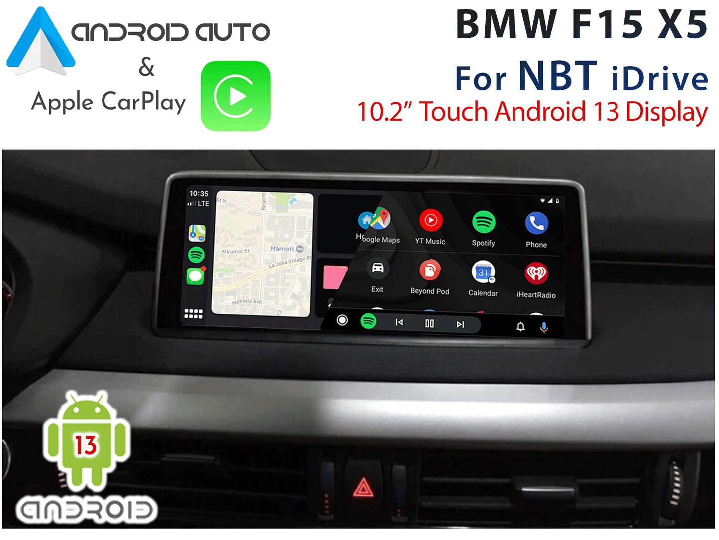 BMW F15 X5 NBT iDrive - 10.2" Touch Android 13 Display + Apple CarPlay & Android Auto